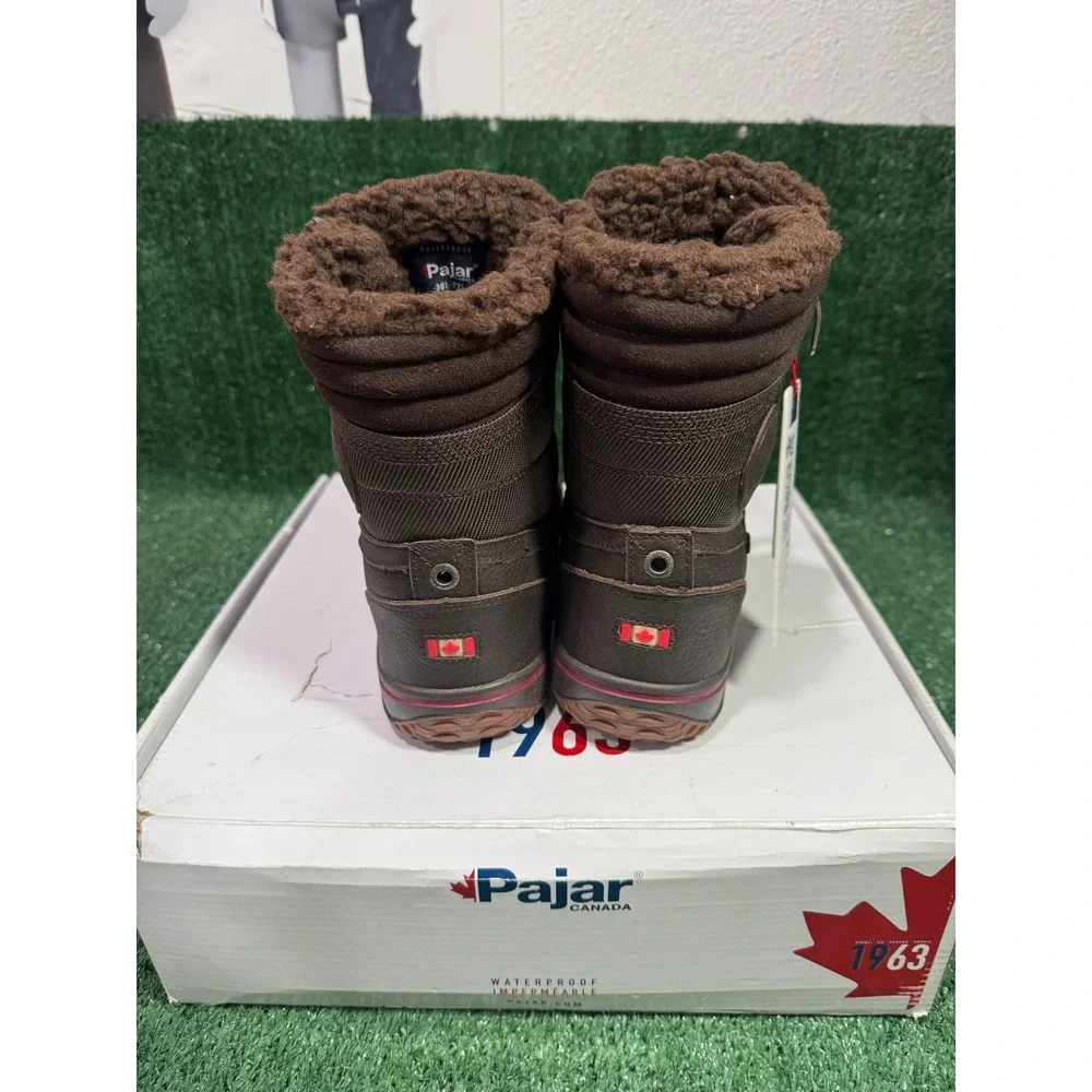 Pajar Canada Trooper Waterproof Winter Boots Men Size 43 Brown Fur Lined Lace Up